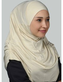 Resim Altobeh Hazır Türban Büzgülü Pileli Pratik Eşarp Tesettür Hijab - Namaz Örtüsü - Krem 