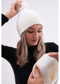 Resim Ritagarcia Peluş Ponponlu Bere Beyaz 