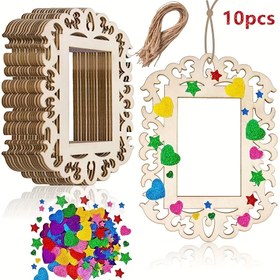 Resim 10 Ahşap Resim Çerçevesi 10.92 X 14.99 cm ile İplik Kurdele Doğum Günü Düğün Parti Süsleme Boyama DIY Noel Noel Ağacı Asılı Süsler Çeşitli Tatiller için Uygun Noel Cadılar Bayramı Yeni Yıl Şükran Günü Ülke Düğünü 