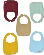 Resim 5'li Sıvı Geçirmez Çift Kat Müslin Mama Ve Salya Önlüğü, %100 Pamuk Alezli - Mavi Çok Renkli 