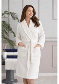 Resim Özdilek Branch Aile Bornoz Seti Krem-lacivert Renkli 