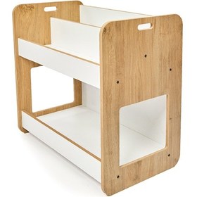 Resim Minera 0-6 Yaş Kumru Montessori Ahşap Çocuk Kitaplığı ve Oyuncak Toplama Ünitesi 