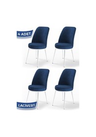 Resim Canisa Concept Dexa Serisi Lacivert Renk 4 Adet Sandalye, Renk Lacivert, Ayaklar Beyaz Lajivert 