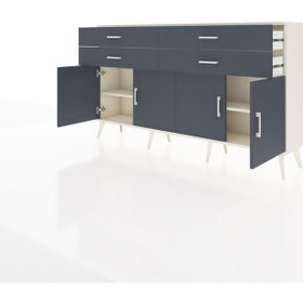 Resim Arges Konsol 2 Raflı 4 Çekmeceli 8 Kapaklı 176x30x99 Aytaşı-antra Aytaşı-antrasit 
