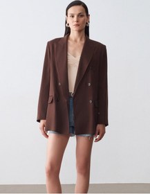 Resim Dilvin 60804 %100 Lyocell Blazer Ceket-kahve 