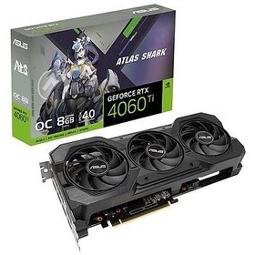 Resim ASUS VGA ATLAS SHARK ATS-RTX4060TI-O8G-V2-GAMING-NVIDIA-GEFORCE-RTX 4060 TI-8G-8GB GDDR6-128bit-2610MHz-OC-HDMI-3xDP-DLSS3 EKRAN KARTI 