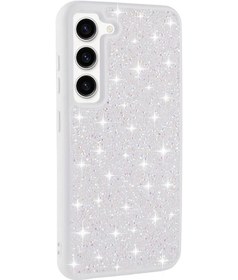 Resim Mobilteam Galaxy S23 Uyumlu Parlak Taşlı Tasarım Pırlanta Kılıf-beyaz Beyaz 