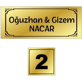 Resim 2'li Set Kapı Isimliği, Kapı Numaras Altın 