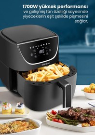 Resim Goldmaster Blackfry 1700 Watt Dijital Dokunmatik 8 Ön Programlı 5.7 Litre Airfryer Yağsız Kızartma Sıcak Hava Fritöz 