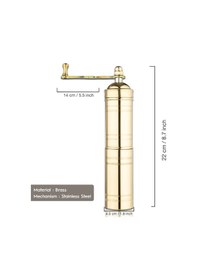 Resim Pirinç Karabiber Ve Kahve El Değirmeni Öğütücü Grinder 23 Cm Beyaz 
