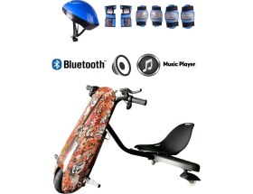 Resim Citymate Drift Car Bluetooth Hoparlörlü Graffiti Desenli Drift Scooter Kask-Dizlik Seti Hediyeli 