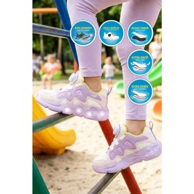 Resim Cool Lila Geniş Kalıp Fileli Hafif Esnek Kız Çocuk Spor Ayakkabı Evan F 