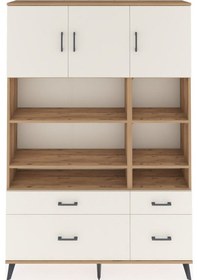 Resim Arges Dolap 10 Raflı 4 Çekmeceli 3 Kapaklı 132x30x195 Çam-ayt... Çam 