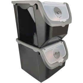 Resim Digithome Coral 2'li Soğan Patates Saklama Kabı 12 Litre - Gri 