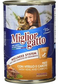 Resim Miglior Gatto Dana Etli ve Havuçlu Konserve Yetişkin Kedi Maması 405 G 