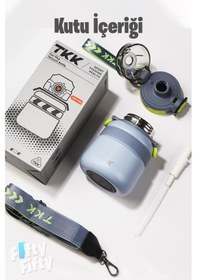 Resim Tkk 600 Ml Çelik Su Matarası Çift Kullanım Pipetli/rahat İçim 12 Saat Sıcak/24 Saat Soğuk Termos -2029-600ml Gri 