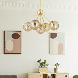 Resim Meyo 5li Gold Bal Camlı Modern Genç Odası Yatak Odası Salon Avize Apliqa