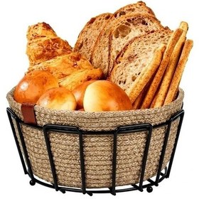 Resim Edora Home Siyah Çok Amaçlı Oval Köşeli Ekmeklik Makrome - Metal Paslanmaz Siyah 