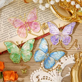 Resim 4'lü Vintage Kelebekli Püsküllü Kitap Ayracı Seti - Okuyucular için Renkli Metal Sayfa İşaretleyiciler, Okul & Ofis Malzemeleri için İdeal, Kitap Meraklıları için Yaratıcı Hediye 