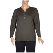 Resim Cimariva Kadın Dicle Büyük Beden V Yaka Dantelli Haki Bluz Haki 