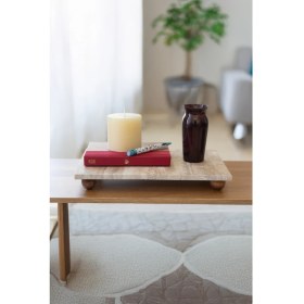 Resim Akayev Traverten 30X15 cm Ahşap Boncuk Ayaklı Sunumluk 