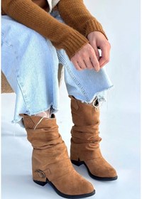 Resim Biçomi Canty Taba Süet Körüklü Topuklu Çizme Çok Renkli 