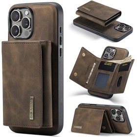 Resim Dg.ming M1 Serisi 3 Katlı Çok Kartlı Cüzdan Deri Telefon Kasası Kahve , Boyut:İphone Uyumlu 16 Pro İçin Kahverengi 
