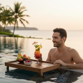 Resim Ahşap Katlanabilir Yatak Tepsisi – Çok Amaçlı Servis ve Laptop Sehpası, Doğal Ahşap, 40x30 cm, Yükseltilmiş Kenarlı 