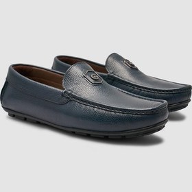 Resim Cabani %100 Hakiki Deri Lacivert Logo Detaylı Erkek Loafer Ayakkabı Lacivert 
