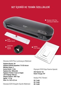 Resim Olympia A230 PLUS 4in1 Set Laminasyon Makinesi (A4) Ve Hediye 15 Adet PVC Filmi 