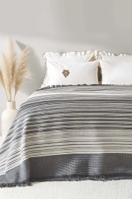 Resim Rivaistanbul Veloura Antrasit Çift Kişilik Püsküllü Battaniye Antrasit 