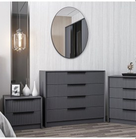 Resim Kale Luxe Aynalı 4ç Şifonyer - Antrasit 