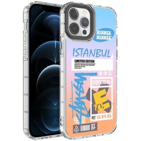 Resim Apple Uyumlu iPhone 14 Pro Kamera Korumalı Renkli Desenli Sert Silikon Zore Korn Kapak 