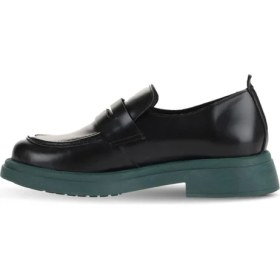 Resim Bueno Shoes Siyah Yeşil Açma Deri Kadın Loafer 01WZ4000 