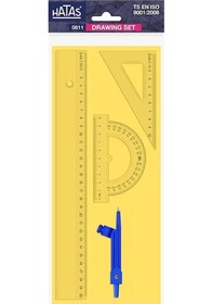 Resim Pergelli Ekonomik Çizim Seti 30 Cm Cetvelli Bej 
