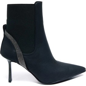 Resim Bestello Taşlı Sivri Burun Neolit Taban Topuklu Bot 281-139 Kadın Bot Siyah 