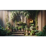 Resim Venspor Rustik Bahçe ve Kuş Evi Temalı Arkaplan 200x150cm Fon Duvar Örtüsü 