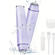 Resim Honeybeeshop Mor 2si 1 Arada Kadın Elektrikli Tıraş Makinesi Çift Başlı Islak Kuru Koltuk Altı Bacak Bikini 
