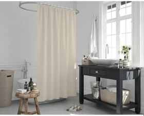 Resim Tropik Home Banyo Perdesi - Tek Kanat Duş Perdesi, Polyester Kumaş Duşakabin Perdesi 180x200 cm Küvet Perdesi Krem 