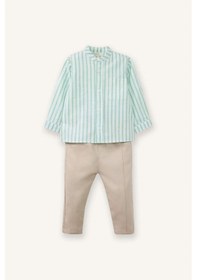 Resim Defacto Erkek Bebek Poplin 2li Takım Çizgili Gömlek Pantolon G7103a526spgn391 Yeşil-gn391 