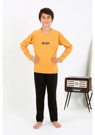 Resim Akbeniz Erkek Çocuk Uzun Kol Penye Pijama Takım 20438 Sarı 