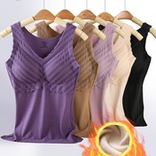 Resim 5 Adet Kadınlar İçin Termal Astarlı Kolsuz Üstler - V Yaka ve Fırfır Detaylı, Sıcak Tutan, Bol Kesim, 5 Renk (Mor, Kahverengi, Siyah, Bej, Beyaz) Soğuk Havalar İçin Katmanlama 