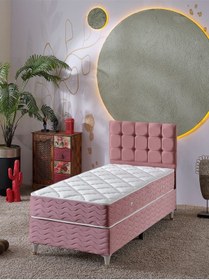 Resim Beehanem Bengü 90x190 Tek Kişilik Baza Başlik Yatak 3 Lü Set Babyface Pembe Pembe 90 X 190 