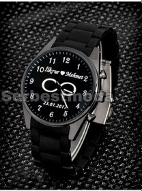 Resim Bayan Saat Sevgiliye Hediye Doğum Günü Hediyesi İsim Baskılı Kişiye Özel Saatler Kadın Kol Saat Siyah 