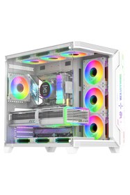 Resim Next Gaming Sirius White ARGB Panel 7x Fan Kumanda ve Kontrolcü ATX Boş Bilgisayar Kasası Beyaz 