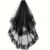 Resim 1 Lüks Romantik Gelin Duvağı Şık Dantel Detaylarıyla - Yüksek Kaliteli Polyester, Düğünler, Fotoğraf Stüdyosu ve Sofistike Cadılar Bayramı Etkinlikleri için İdeal, Fotoğrafçılık Aksesuarı | Sofistike Aksesuar | Polyester Duvağı, Kutsal Hafta Şalı 