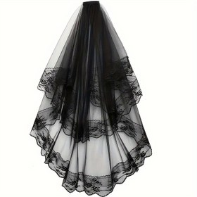 Resim 1 Lüks Romantik Gelin Duvağı Şık Dantel Detaylarıyla - Yüksek Kaliteli Polyester, Düğünler, Fotoğraf Stüdyosu ve Sofistike Cadılar Bayramı Etkinlikleri için İdeal, Fotoğrafçılık Aksesuarı | Sofistike Aksesuar | Polyester Duvağı, Kutsal Hafta Şalı 