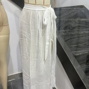 Resim Kadınlar için Hafif Tasarım) Açık Mavi Yüksek Bel Bağlamalı Yan Sarong Etek - Yarı Şeffaf, Yaz Tatilleri için Rahat Plaj Örtüsü, Viskon Karışımı, Makinede Yıkanabilir, Rahat Sarma Etek | Yarı Şeffaf Kumaş | Yumuşak Kumaş Etek 