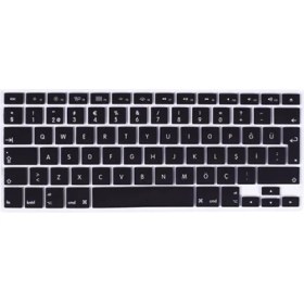 Resim Arabulalaca Macbook Air 13.3 inç A1466 A1369 Türkçe Q Silikon Klavye Koruyucu - Siyah 