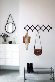 Resim Dekoratif Metal Siyah Duvar Kapı Askısı Elbise Askısı Akordiyon Model Askılık 